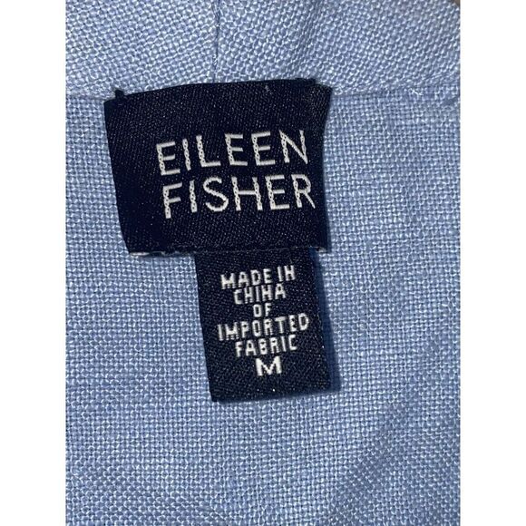 Eileen Fisher Blazer 100% Linen Blue Size Medium - Picture 6 of 7
